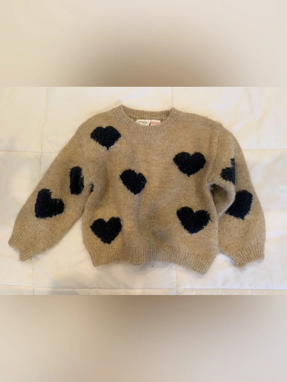 ZARA Cream/Tan Knit Sweater - Soft Fuzzy Texture